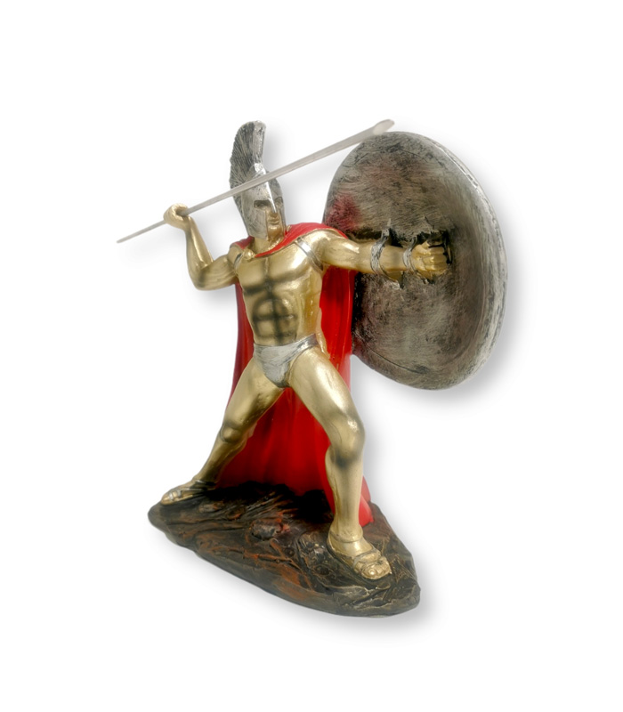 Βασιλιάς Λεωνίδας με κόκκινη κάπα και ακόντιο