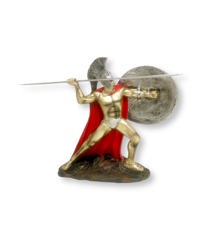 Βασιλιάς Λεωνίδας με κόκκινη κάπα και ακόντιο