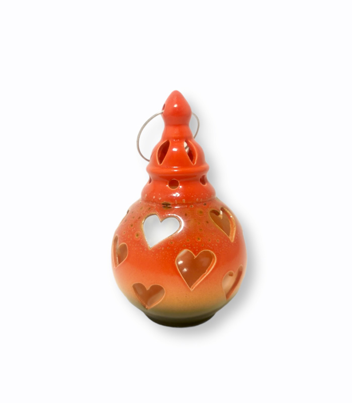 Καντήλι ρεσό κεραμικό κόκκινο καρδιές 18cm